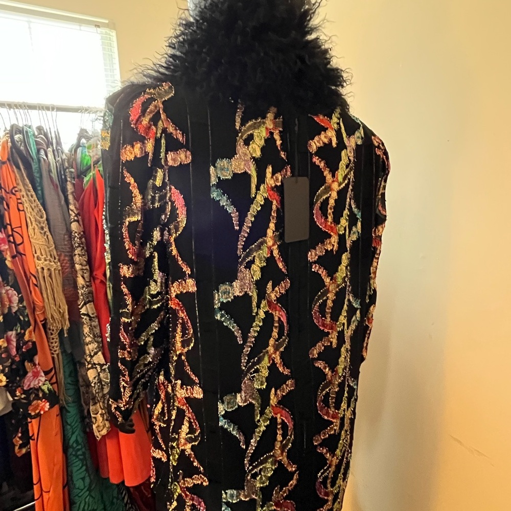 Stunning Unsigned Black Metallic Multi Colored Tu… - image 3